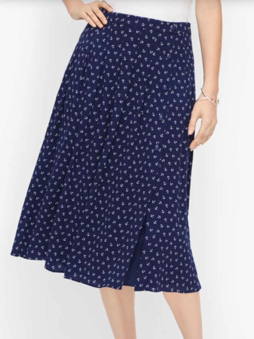 Talbots | NWT Women's Anchor Print Pleated Skirt-Size 4